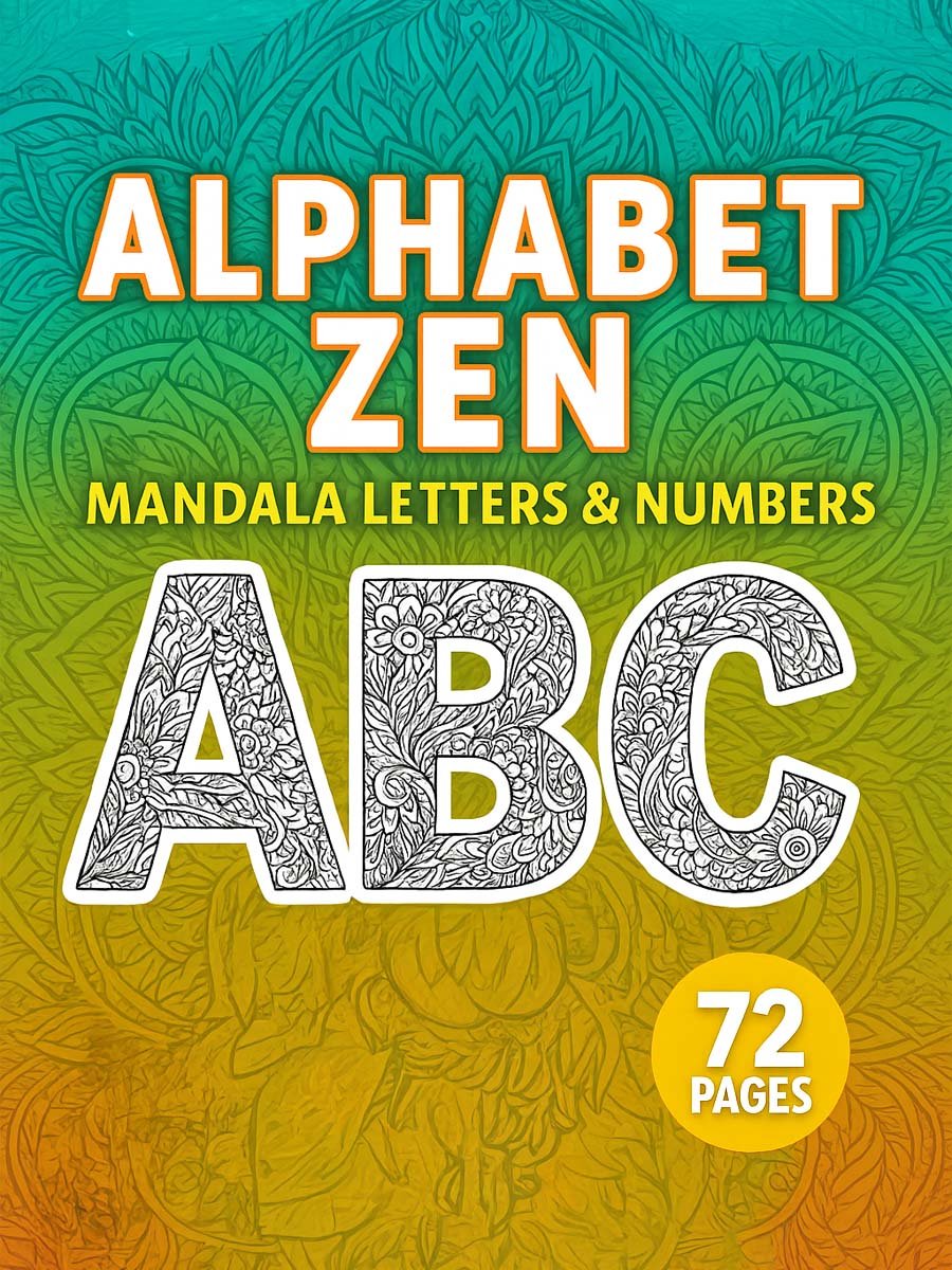 Alphabet Zen – 72 Mandala Letters & Numbers - Colors Craze Shop
